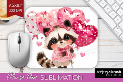 Raccoon Valentine Mouse Pad Sublimation Cute Valentines Day Product Image 1