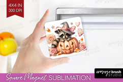 Raccoon Halloween Magnet Sublimation Coquette Square Magnet Product Image 1