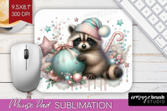Raccoon Pastel Christmas Mouse Pad Sublimation Coquette Xmas Product Image 1