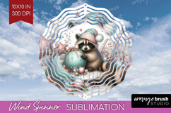 Raccoon Pastel Christmas Wind Spinner Sublimation PNG Product Image 1