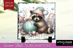 Raccoon Pastel Christmas Slate PNG Coquette Xmas Square Product Image 1
