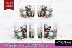 Raccoon Pastel Christmas Mug Wrap Coquette Xmas Mug PNG Product Image 1