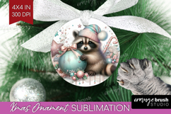 Raccoon Pastel Christmas Ornament PNG Coquette Xmas PNG Product Image 1