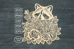 Raccoon papercut, paper cutting template, autumn laser cut Product Image 3