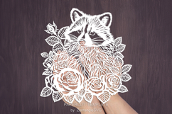 Raccoon papercut, paper cutting template, autumn laser cut Product Image 4