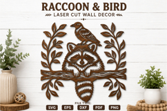 Raccoon &amp; Bird Laser Cut Wall Decor SVG Product Image 2