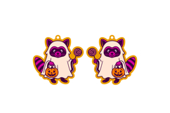 Boo Raccoon Costume Halloween Earrings Lasercut Design Product Image 2