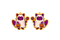 Boo Raccoon Costume Halloween Earrings Lasercut Design Product Image 2