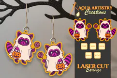 Boo Raccoon Costume Halloween Earrings Lasercut Design Product Image 1