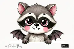 Cute Halloween Raccoon Peeking | Halloween PNG Product Image 1