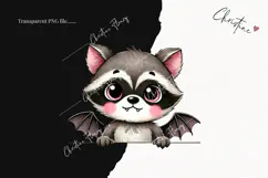 Cute Halloween Raccoon Peeking | Halloween PNG Product Image 2
