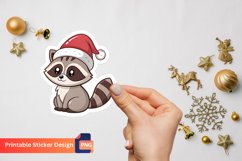 Christmas Raccoon Sticker, Festive Raccoon Sticker Art Product Image 1