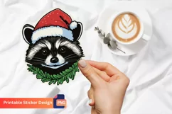 Raccoon Christmas Sticker, Woodland Animal Christmas Sticker Product Image 1