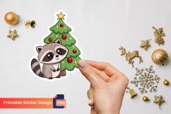 Raccoon Christmas Sticker, Festive Raccoon Sticker Product Image 1