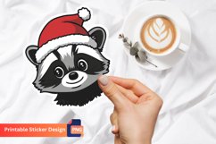 Raccoon Christmas Sticker, Woodland Animal Christmas Sticker Product Image 1