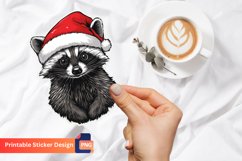 Raccoon Christmas Sticker, Woodland Animal Christmas Sticker Product Image 1