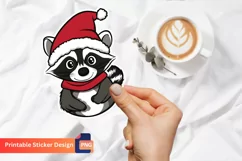 Raccoon Christmas Sticker, Woodland Animal Christmas Sticker Product Image 1