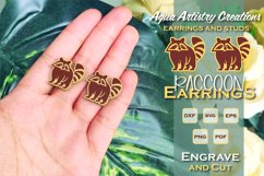 Raccoon Earrings and Studs Laser Cut SVG Design Product Image 1