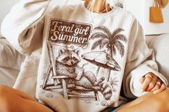 Feral Girl Summer PNG, Raccoon Summer PNG, Summer Funny PNG Product Image 1