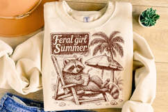 Feral Girl Summer PNG, Raccoon Summer PNG, Summer Funny PNG Product Image 3