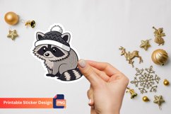 Raccoon Hat Sticker, Animal Hat Sticker, Raccoon Hat Art Product Image 1
