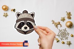 Raccoon Hat Sticker, Animal Hat Sticker, Raccoon Hat Art Product Image 1