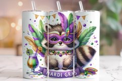Mardi Gras Raccoon Tumbler Wrap, Mardi Gras Tumbler PNG Product Image 1