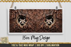 3D Tree Hollow - Raccoon Mug Wrap, 11oz 15oz Template Product Image 3
