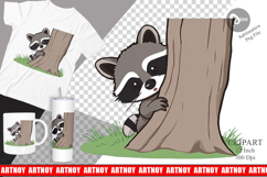 Peeking Raccoon Clipart Product Image 1