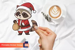 Raccoon Santa Claus Sticker, Christmas Animal Sticker Product Image 1