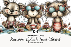 Raccoon Splash Time Clipart Product Image 1