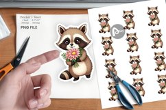 Raccoon Spring Bouquet Sticker Product Image 1