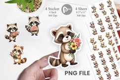 Raccoon Spring Bouquet Sticker Product Image 1