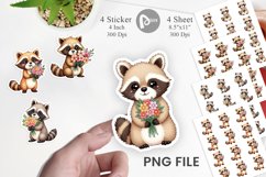 Raccoon Spring Bouquet Sticker Product Image 1