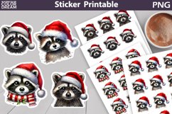 Raccoon Christmas Sticker | Christmas Sticker Printable Product Image 1