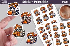 Raccoon Sticker| Fall Pumpkin Sticker Printable Product Image 1