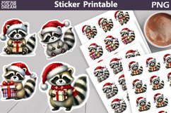 Raccoon Christmas Sticker | Christmas Sticker Printable Product Image 1