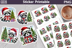 Raccoon Christmas Sticker | Christmas Sticker Printable Product Image 1