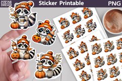 Raccoon Sticker| Fall Pumpkin Sticker Printable Product Image 1