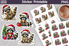 Raccoon Christmas Sticker | Christmas Sticker Printable Product Image 1