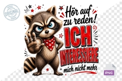 Raccoon Stop Talking Funny German Quote PNG Design Product Image 1
