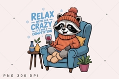 Raccoon Winter PNG, Funny Raccoon PNG Product Image 1
