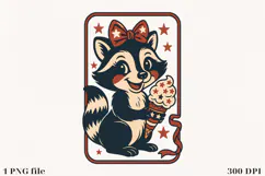 Patriotic Raccoon with Ice Cream Sublimation Design Product Image 1