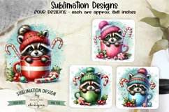 Raccoons in Mugs Sublimation Designs | Christmas PNG Product Image 6