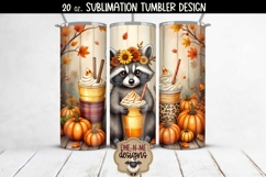 Fall Raccoon Coffee Designs - 20 oz Sublimation Tumbler PNG Product Image 2