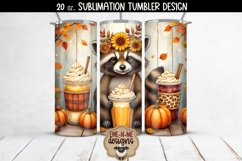 Fall Raccoon Coffee Designs - 20 oz Sublimation Tumbler PNG Product Image 4