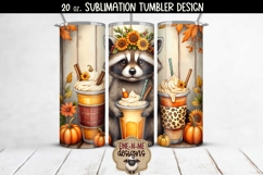 Fall Raccoon Coffee Designs - 20 oz Sublimation Tumbler PNG Product Image 5
