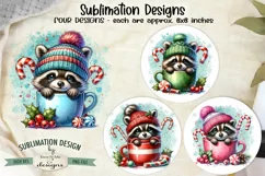 Raccoons in Mugs Sublimation Designs | Christmas PNG Product Image 1