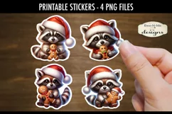 Raccoons & Gingerbread Printable Stickers | 4 PNG Stickers Product Image 2