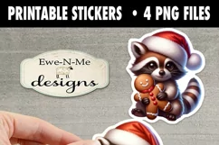 Raccoons & Gingerbread Printable Stickers | 4 PNG Stickers Product Image 3